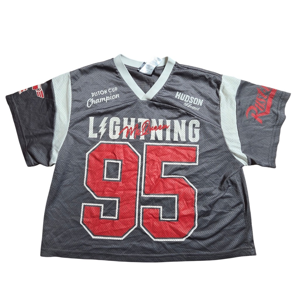 Disney Pixar Cars Lightning McQueen 95 Jersey Mesh Pit Crew Mens XS Cropped